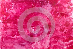 Red wine abstract watercolor texture. Hand painted grunge pink background for design.