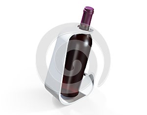 Red wine blank bottles with labels 3d render photo