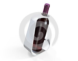 Red wine blank bottles with labels 3d render