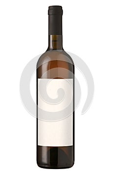 Red wine bottle with blank label.