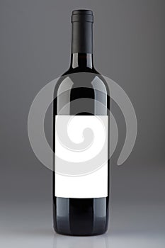 Red wine bottle with blank label, clipping path