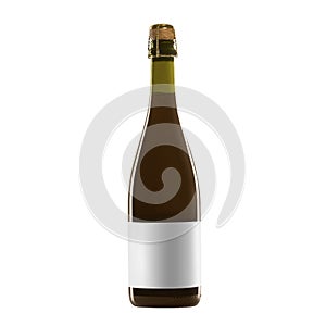 red wine bottle with blank label isolated on white background