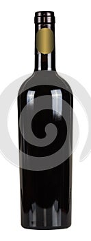 Red wine bottle with blank lable isolated on white background