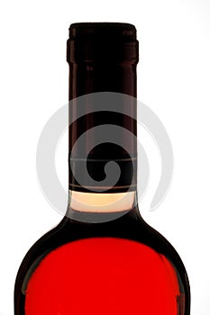 Red wine bottle closeup