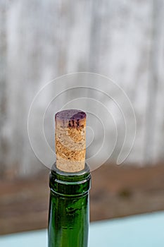 Red wine bottle cork for winery concept backdrop with copy space