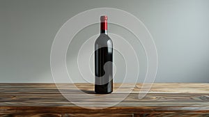 Red wine bottle elegantly displayed on white background for product presentation