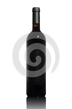 Red wine bottle with empty label