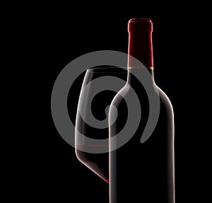 Red Wine Bottle and glass