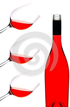 Red wine bottle and glasses