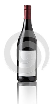 Red wine bottle isolated with blank label.