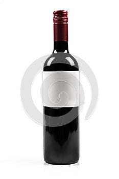 Red wine bottle isolated on white