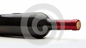A red wine bottle and a red wine isolated on a white background