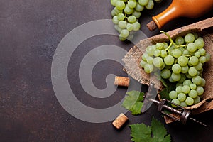 Red wine bottle and white grape