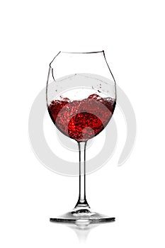 Red wine in broken glass