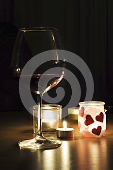 Red wine and candle light
