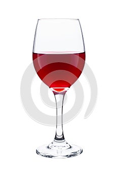 Red wine in champagne glass  wineglass  isolated on white background.