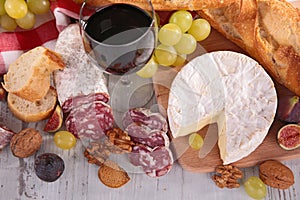 Red wine,cheese,bread