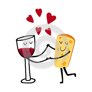 Red wine and cheese characters