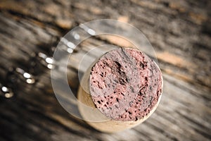 Red Wine Cork with Defocused Corkscrew