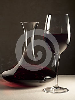 Red Wine in Decanter and Glass