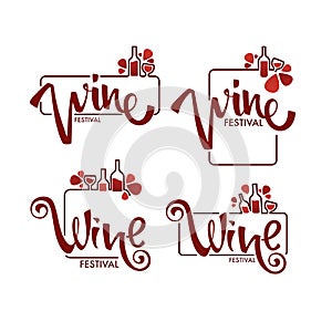 Red Wine Festival, young wine logo, emblems, labels