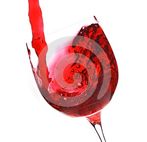 Red wine flow in a wineglass