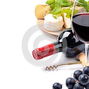 Red wine with French cheese selection