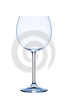 Red wine glas, empty, on white background, isolated