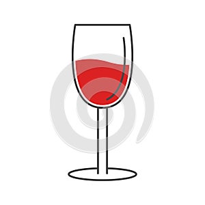 Red wine glass. Black contour outline icon. Simple shape collection. Shining glossy utensils. Food and drink concept. Menu