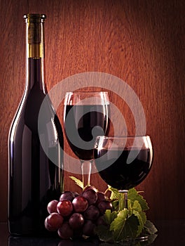 Red wine glass and Bottle