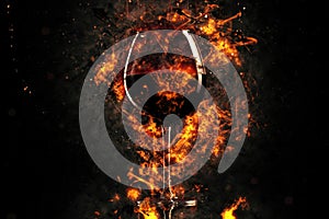 Red wine glass in fire