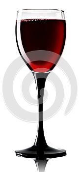 Red wine in a glass goblet isolated on white