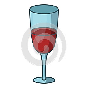 Red wine glass icon, cartoon style