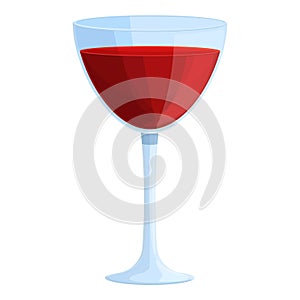 Red wine glass icon cartoon vector. Merlot wineglass