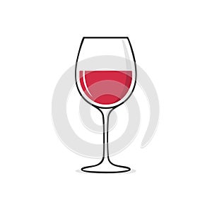 Red Wine Glass Icon with Liquid Beverage: Minimalist Design for Alcohol or Drinks