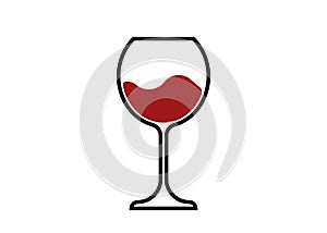 Red Wine Glass Icon, Wineglass logo, Glassware Icon Vector Art Illustration isolated