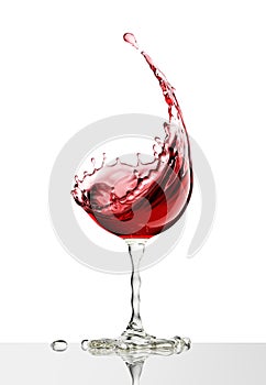 red wine glass on a isolated white background.