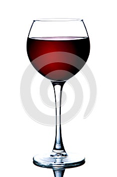 Red wine in a glass isolated on white background - realistic photo image - with clip path