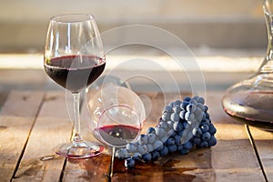 Red wine in a glass, overturned glass of wine, wine flowing, concept of drunkenness, symbol of fail, slight unpleasantness