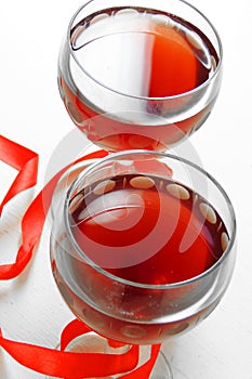 Red wine in the glass. for two