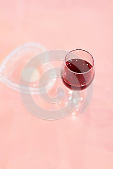 Red Wine glass in wedding party night