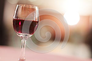 Red Wine glass in wedding party night