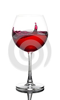 Red wine Glass on White background