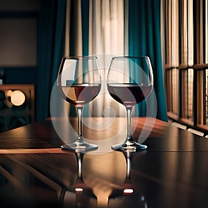 Red wine in glasses - ai generated image