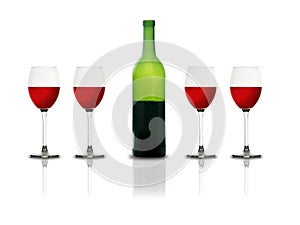 Red Wine glasses and bottle