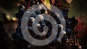 Red wine grapes background. Generative AI