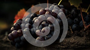 Red wine grapes background. Generative AI