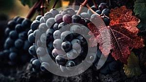 Red wine grapes background. Generative AI