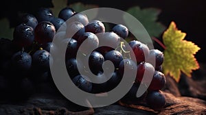 Red wine grapes background. Generative AI