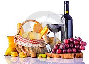 Red Wine, Grapes and Cheese